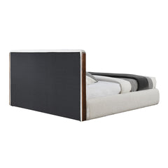 Sandro White Boucle / Walnut Finish Eastern King Bed - Ornate Home