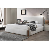 Sandro White Boucle / Walnut Finish Queen Bed - Ornate Home