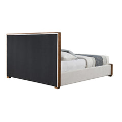 Sandro White Boucle / Walnut Finish Queen Bed - Ornate Home