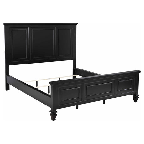 Sandy Beach Black 63-inch California King Wood Panel Bed - Ornate Home