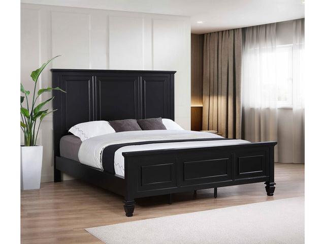 Sandy Beach Black 63-inch California King Wood Panel Bed - Ornate Home