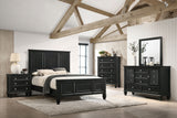 Sandy Beach Black 63-inch California King Wood Panel Bed - Ornate Home