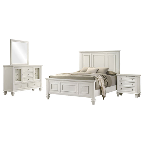 Sandy Beach Cream White 4-piece California King Bedroom Set - Ornate Home