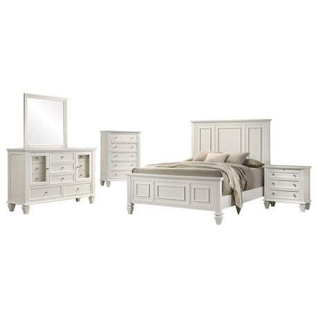 Sandy Beach Cream White 5-piece California King Bedroom Set - Ornate Home