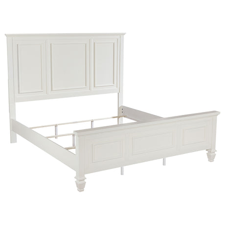 Sandy Beach Cream White 63-inch Eastern King Wood Panel Bed - Ornate Home