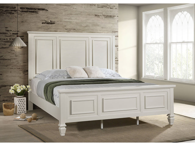 Sandy Beach Cream White 63-inch Eastern King Wood Panel Bed - Ornate Home