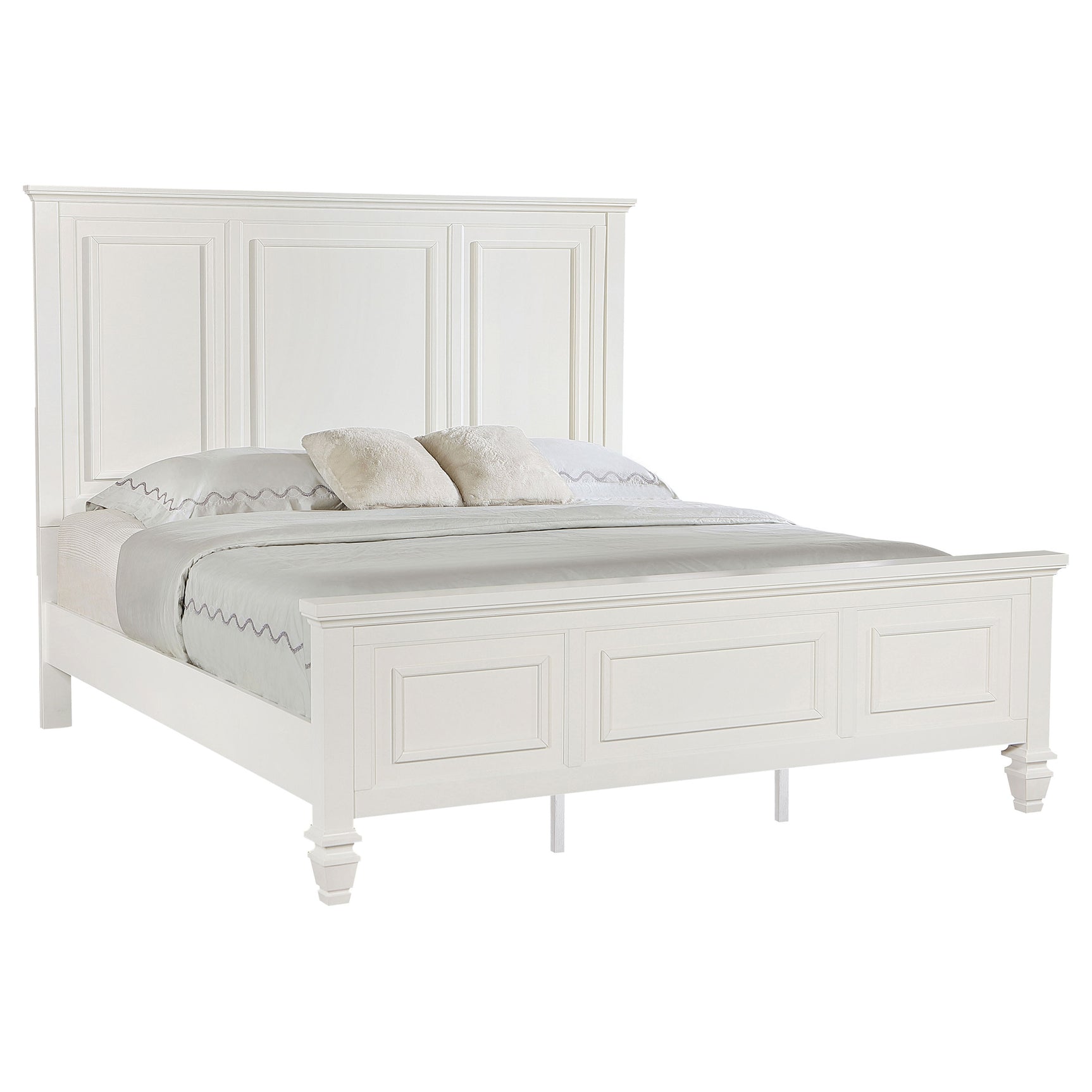 Sandy Beach Cream White 63-inch Eastern King Wood Panel Bed - Ornate Home