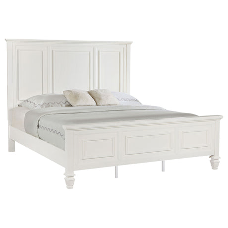 Sandy Beach Cream White 63-inch Eastern King Wood Panel Bed - Ornate Home