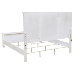 Sandy Beach Cream White 63-inch Eastern King Wood Panel Bed - Ornate Home