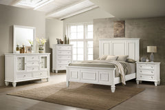 Sandy Beach Cream White 63-inch Eastern King Wood Panel Bed - Ornate Home