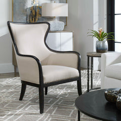 Sandy Black/Brown Wing Back Armchair - Ornate Home