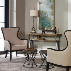 Sandy Black/Brown Wing Back Armchair - Ornate Home