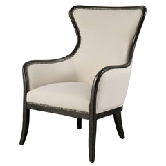 Sandy Black/Brown Wing Back Armchair - Ornate Home