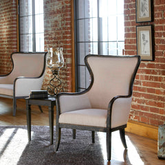 Sandy Black/Brown Wing Back Armchair - Ornate Home