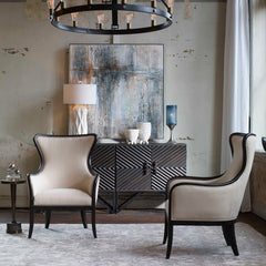 Sandy Black/Brown Wing Back Armchair - Ornate Home