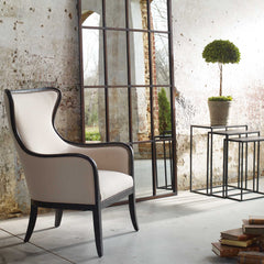 Sandy Black/Brown Wing Back Armchair - Ornate Home