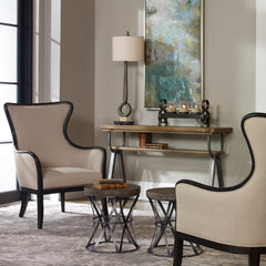 Sandy Black/Brown Wing Back Armchair - Ornate Home