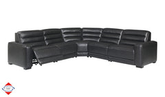 Sandy Black Fabric 5-Pc Dual Power Reclining Sectional with 2 Power Recliners - Ornate Home