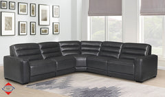 Sandy Black Fabric 5-Pc Dual Power Reclining Sectional with 2 Power Recliners - Ornate Home