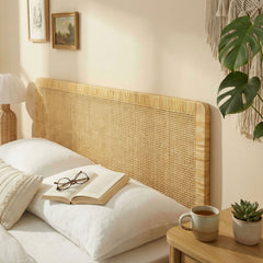 Sandy Natural Wall Mounted Wood and Rattan Full Size Headboard - Ornate Home