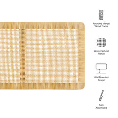 Sandy Natural Wall Mounted Wood and Rattan Full Size Headboard - Ornate Home