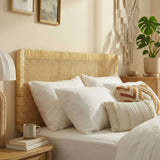 Sandy Natural Wall Mounted Wood and Rattan King Size Headboard - Ornate Home