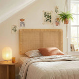 Sandy Natural Wall Mounted Wood and Rattan Twin Size Headboard - Ornate Home