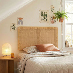 Sandy Natural Wall Mounted Wood and Rattan Twin Size Headboard - Ornate Home