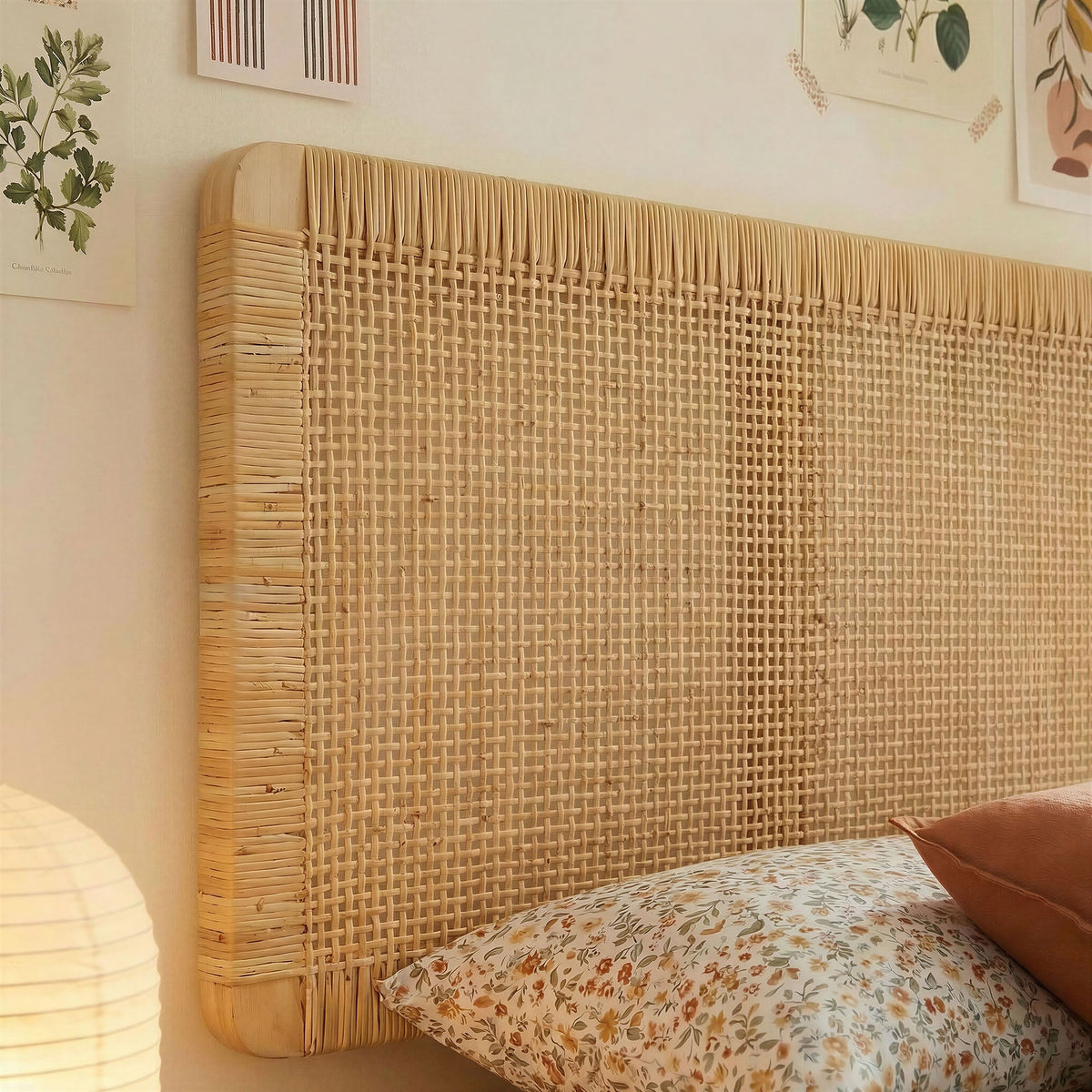 Sandy Natural Wall Mounted Wood and Rattan Twin Size Headboard - Ornate Home