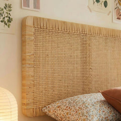 Sandy Natural Wall Mounted Wood and Rattan Twin Size Headboard - Ornate Home