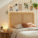 Sandy Natural Wall Mounted Wood and Rattan Twin Size Headboard - Ornate Home