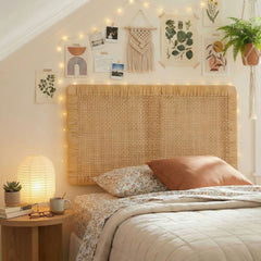 Sandy Natural Wall Mounted Wood and Rattan Twin Size Headboard - Ornate Home