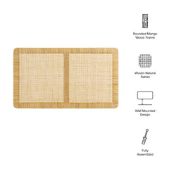 Sandy Natural Wall Mounted Wood and Rattan Twin Size Headboard - Ornate Home