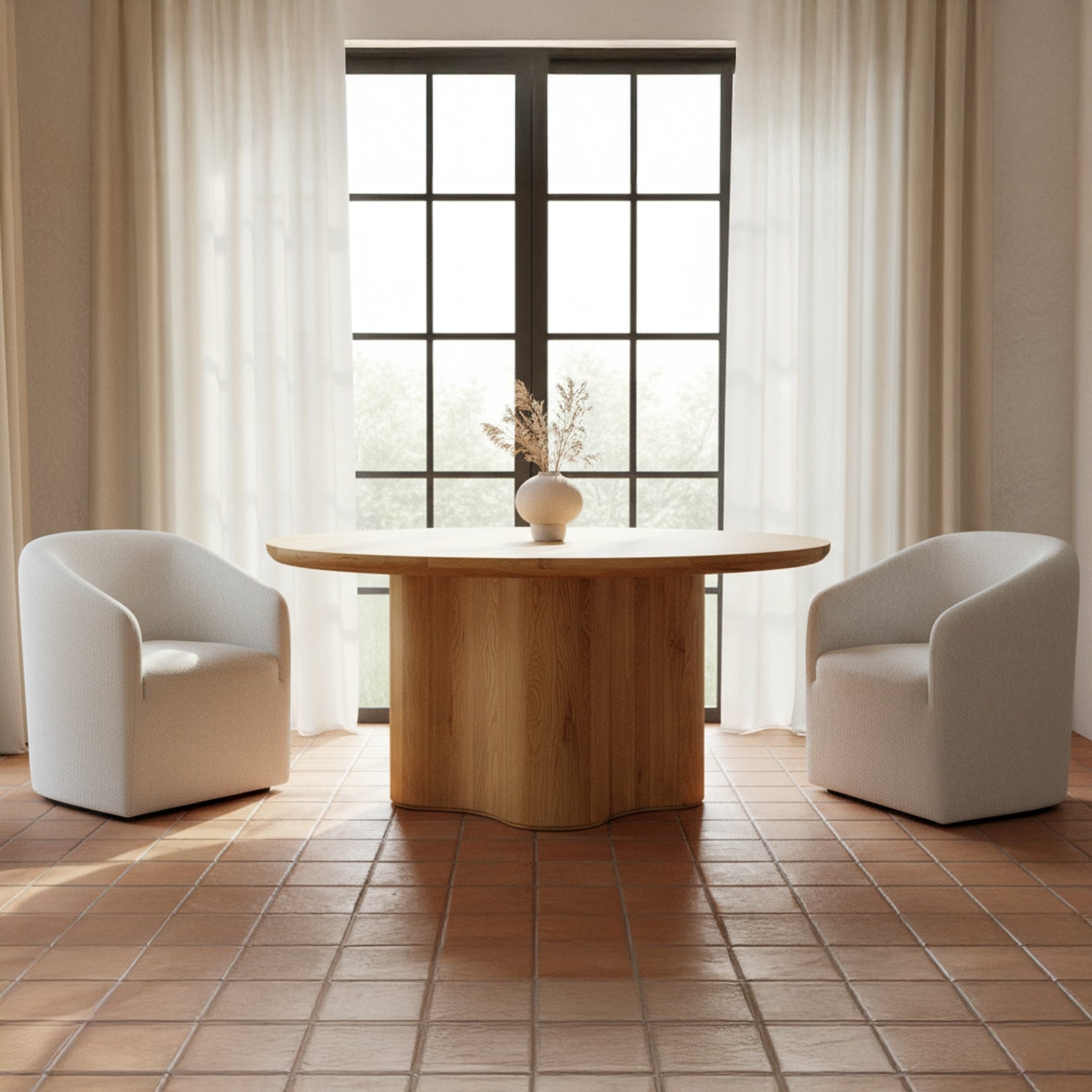 Sandy Off-White Rolling Dining Chair - Ornate Home