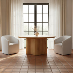 Sandy Off-White Rolling Dining Chair - Ornate Home