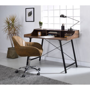 Sange Walnut/Black Writing Desk w/ USB - Ornate Home