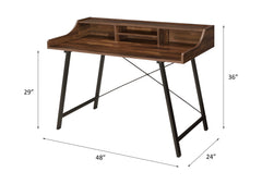 Sange Walnut/Black Writing Desk w/ USB - Ornate Home