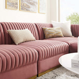 Sanguine Dusty Rose 4-Piece Channel Tufted Performance Velvet Modular Sectional Sofa - Ornate Home