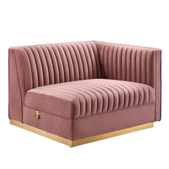 Sanguine Dusty Rose 5-Piece Channel Tufted Performance Velvet Modular Sectional Sofa - Ornate Home