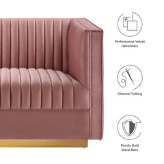 Sanguine Dusty Rose 5-Piece Channel Tufted Performance Velvet Modular Sectional Sofa - Ornate Home