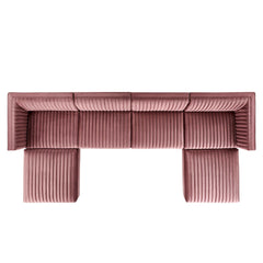 Sanguine Dusty Rose 6-Piece Channel Tufted Performance Velvet Modular Sectional Sofa - Ornate Home