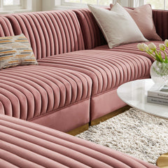 Sanguine Dusty Rose 6-Piece Channel Tufted Performance Velvet Modular Sectional Sofa - Ornate Home