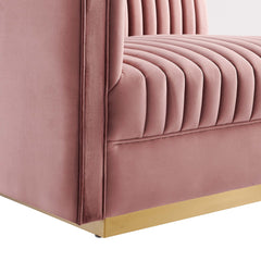 Sanguine Dusty Rose Channel Tufted Performance Velvet 3-Seat Modular Sectional Sofa - Ornate Home