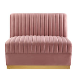 Sanguine Dusty Rose Channel Tufted Performance Velvet 4-Seat Modular Sectional Sofa - Ornate Home
