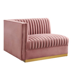 Sanguine Dusty Rose Channel Tufted Performance Velvet 4-Seat Modular Sectional Sofa - Ornate Home
