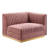 Sanguine Dusty Rose Channel Tufted Performance Velvet 4-Seat Modular Sectional Sofa - Ornate Home