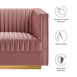 Sanguine Dusty Rose Channel Tufted Performance Velvet 4-Seat Modular Sectional Sofa - Ornate Home