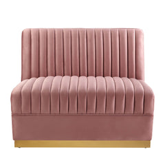 Sanguine Dusty Rose Channel Tufted Performance Velvet Modular Sectional Sofa Armless Chair - Ornate Home