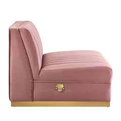 Sanguine Dusty Rose Channel Tufted Performance Velvet Modular Sectional Sofa Armless Chair - Ornate Home