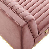Sanguine Dusty Rose Channel Tufted Performance Velvet Modular Sectional Sofa Armless Chair - Ornate Home